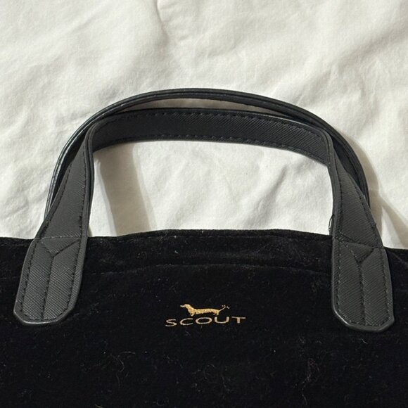Scout Velvet Black Mini Tote With Dual Handles & Gold Quilted Interior Zip Close - Picture 15 of 15